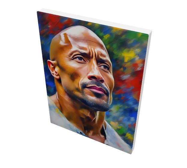 dwain-jonson-portrait the rock johnson canvas portrait hanging on wall